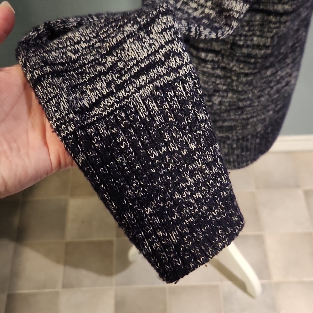 JCrew CottonWool Blend Heathered Navy Blue TurtleNeck Sweater Vintage Y2K Chunky - Picture 4 of 10